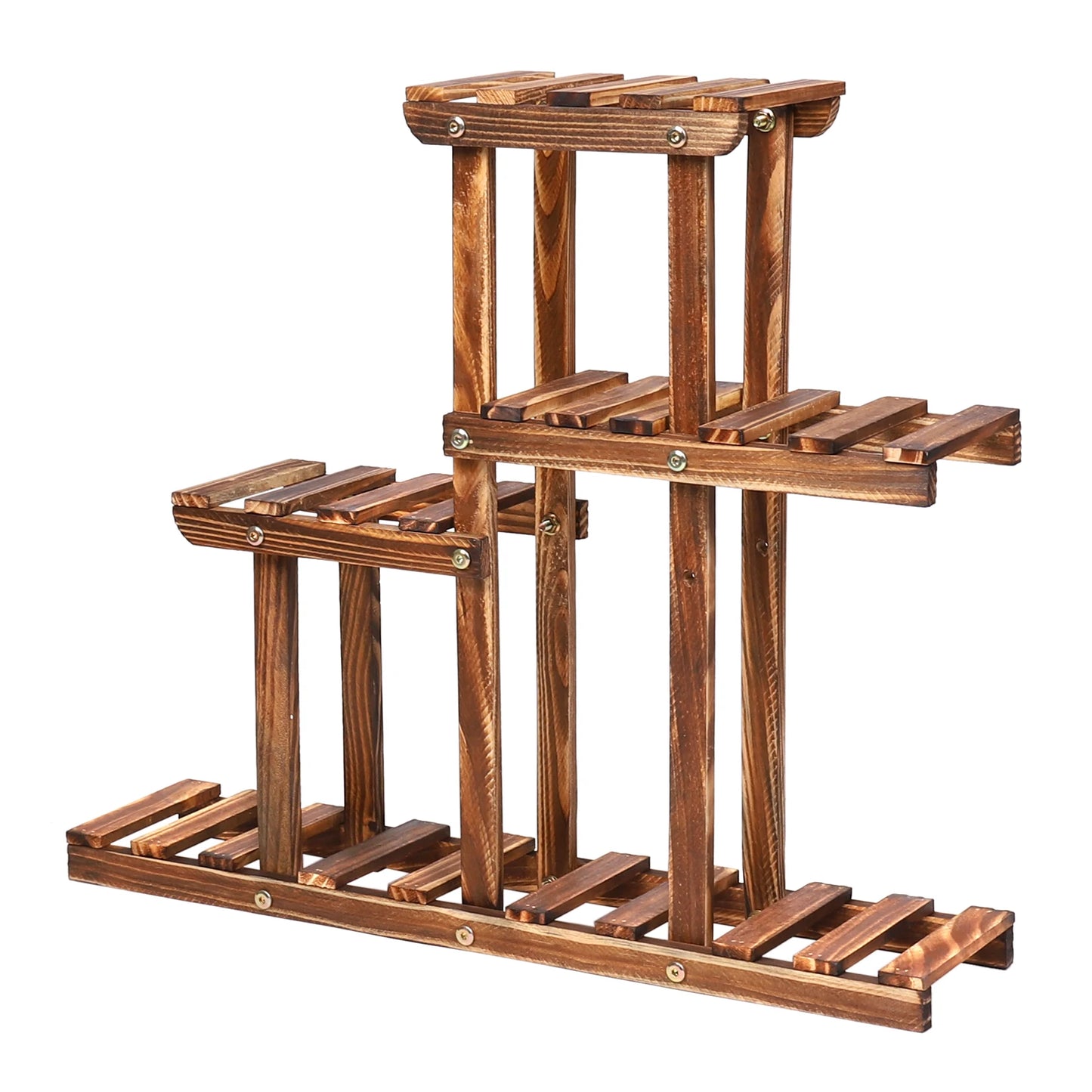 BINGOPAW Carbonized Wood Plant Stand Four Tier Succulent Rack