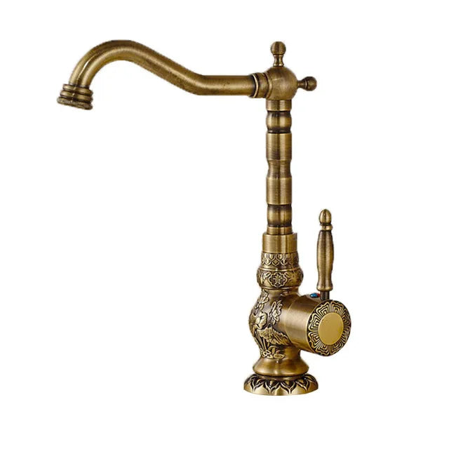 Rozin Flower Carved Bathroom Basin Faucet Single Handle Mixer