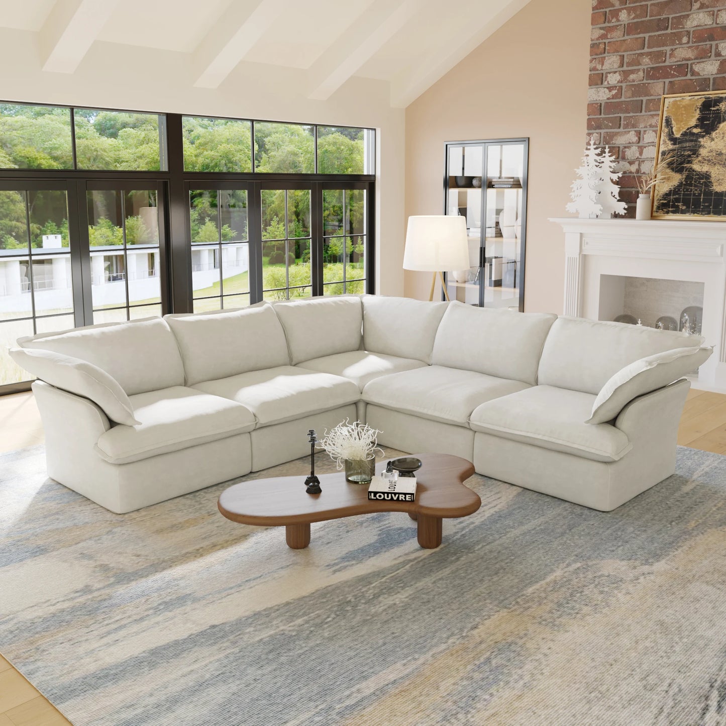 SdorensCN L Shaped Corner Sectional Sofa With Down Fill