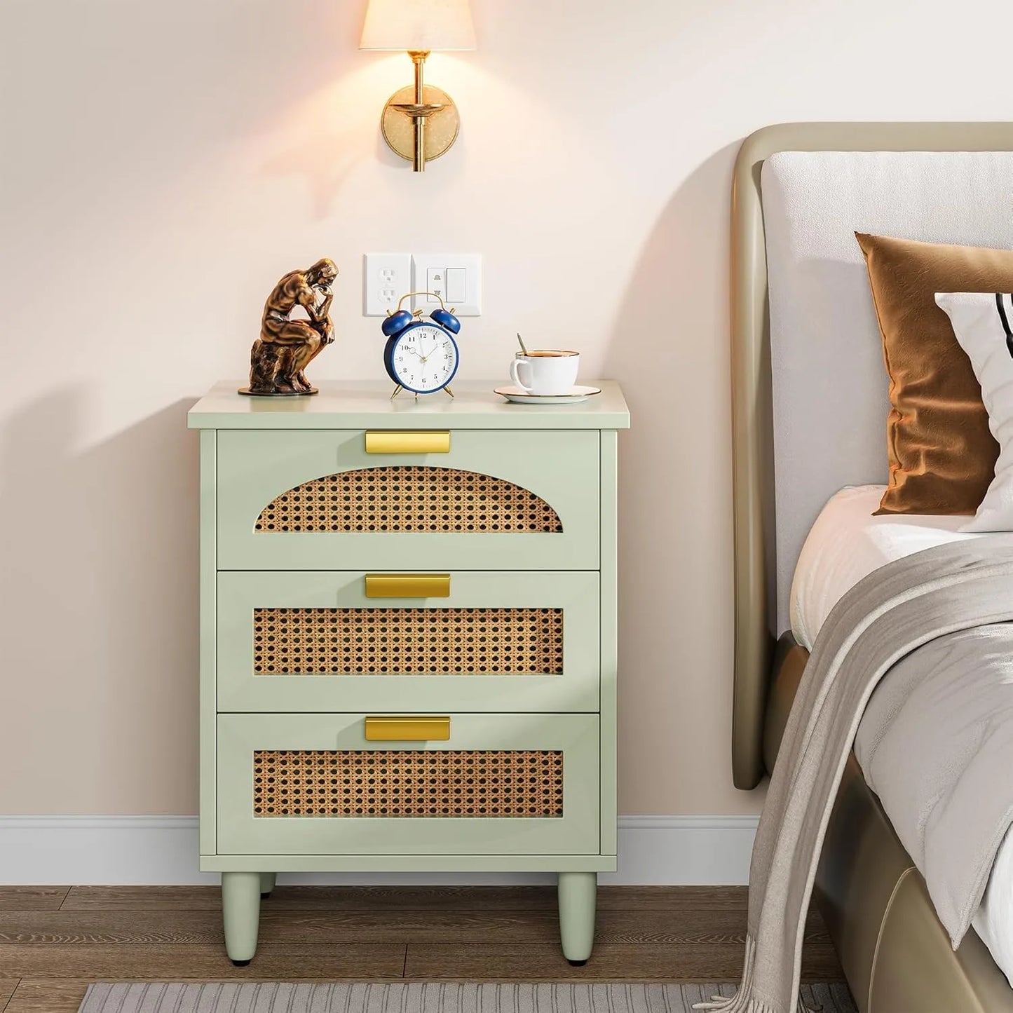 Little Tree 3 Drawer Rattan Nightstand Bedside Table