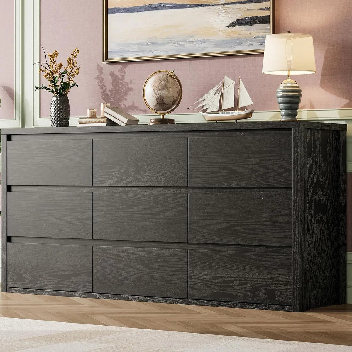 Acekool Modern Handleless Wooden Storage Dresser for Bedroom and Living Room