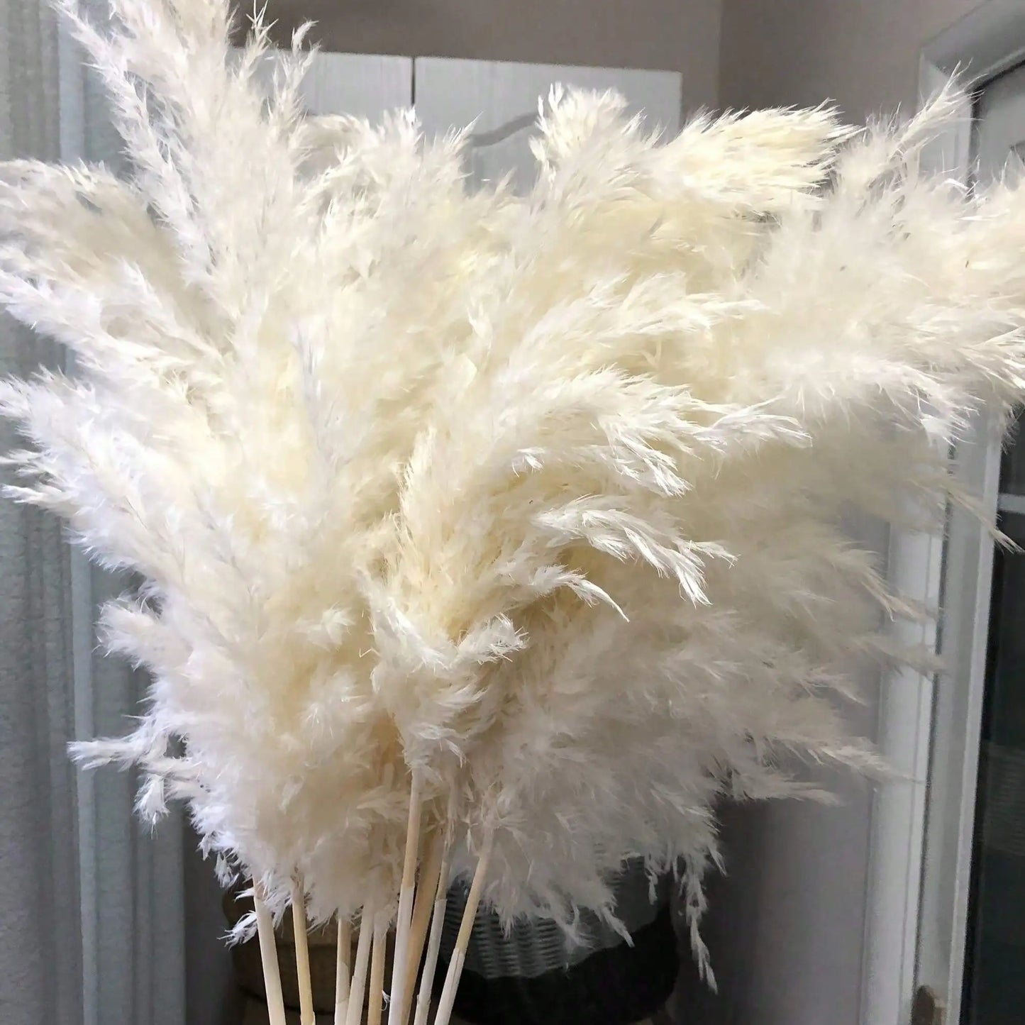 Bohemian White Faux Pampas Grass Decorative Reed Bouquet