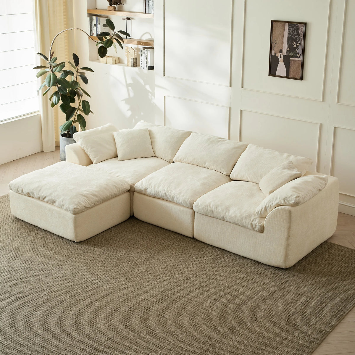 Yeflixvrau Modern L Shaped Modular Sectional Sofa With Ottoman