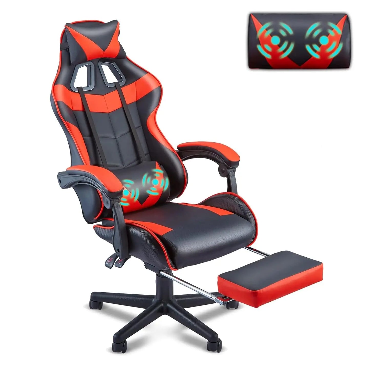Ergonomic Gaming Chair With Bunny Ears Headrest Lumbar Support