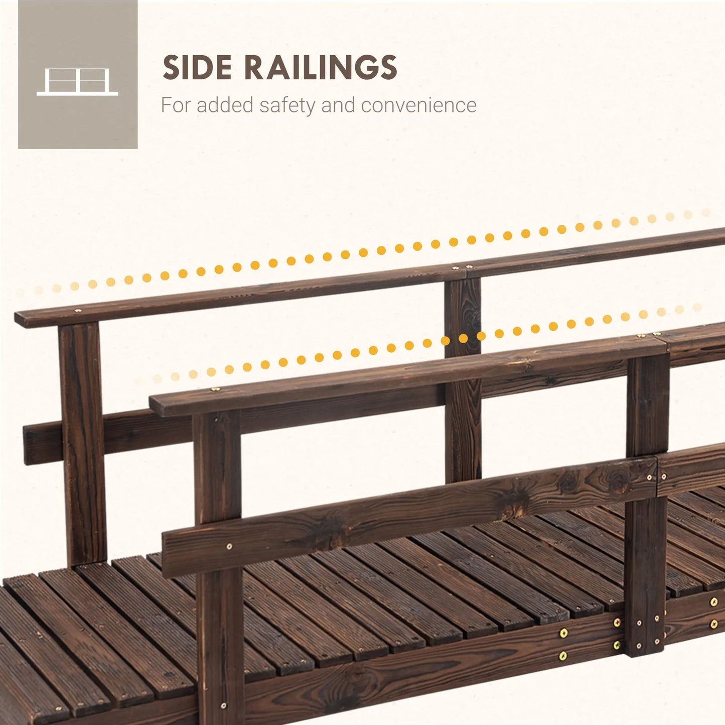 Wood Garden Bridge With Side Rails Footbridge Durable Weatherproof