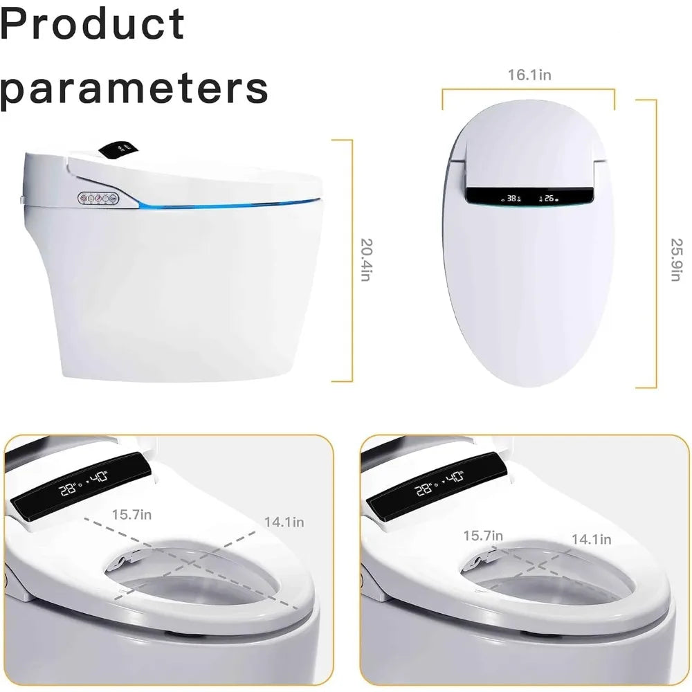 Smart One Piece Bidet Toilet with Warm Water Sprayer and Foot Sensor Operation