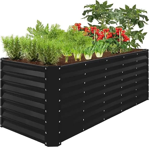 8x2x2ft Raised Metal Garden Bed Rectangular Planter Box for Herbs and Vegetables