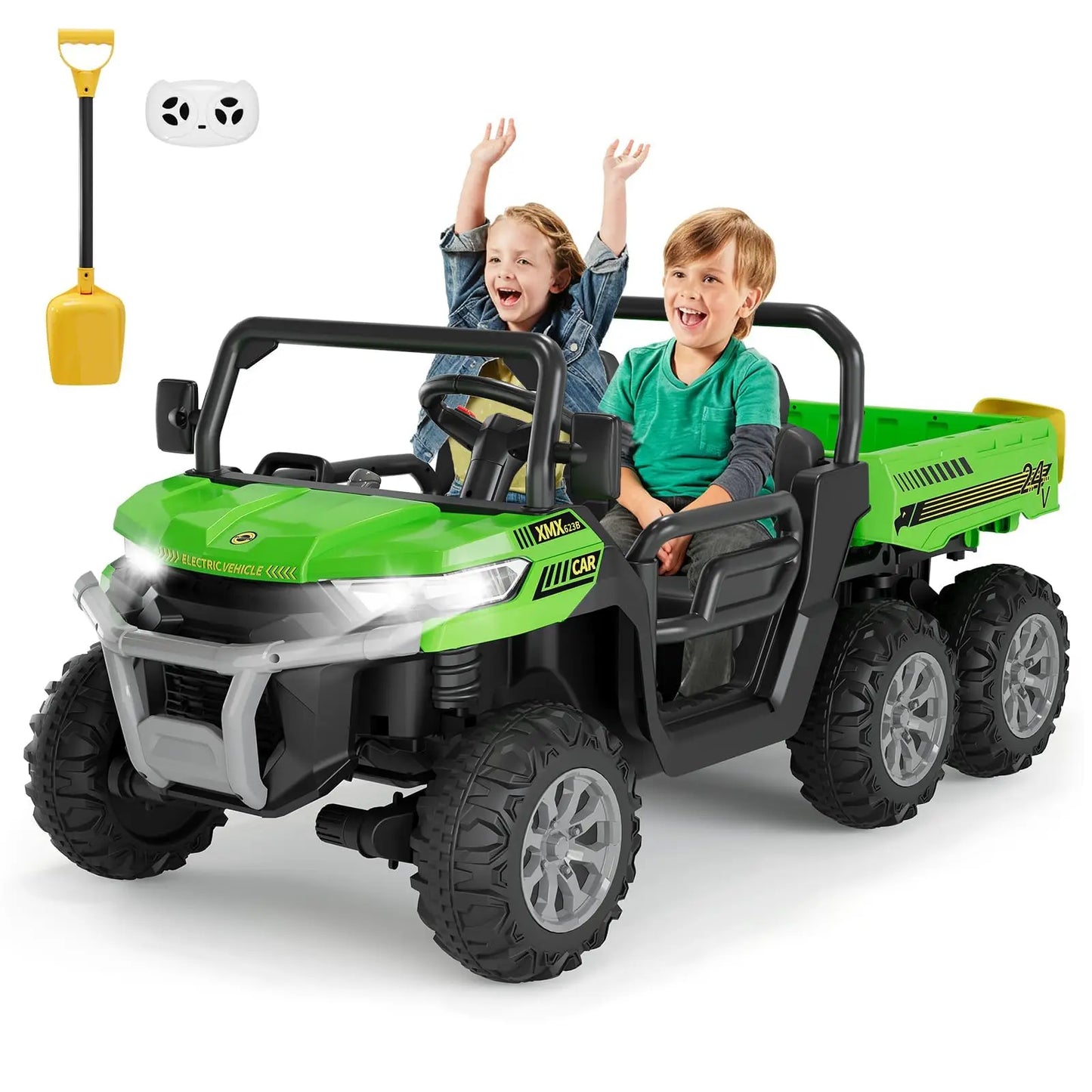 HiMIS 24V 6-Wheel Ride Dump Truck Remote Control Music