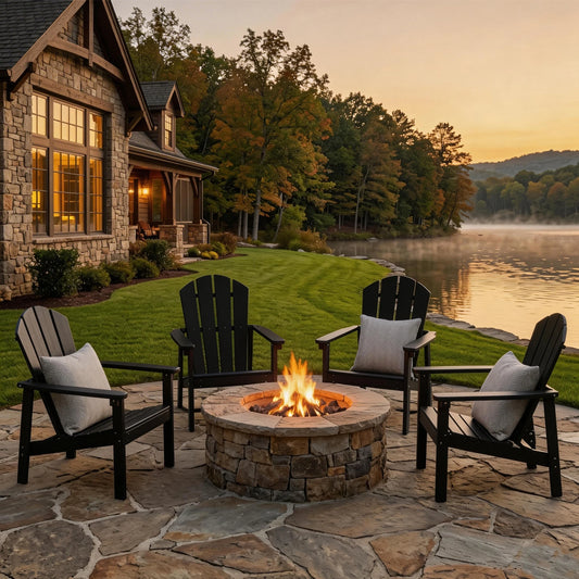 Stackable Adirondack Chairs Outdoor HDPE Plastic 4pcs