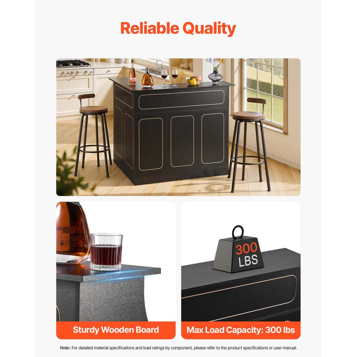 SucceBuy 300 Lbs Black L Shaped Wine Bar Cabinet