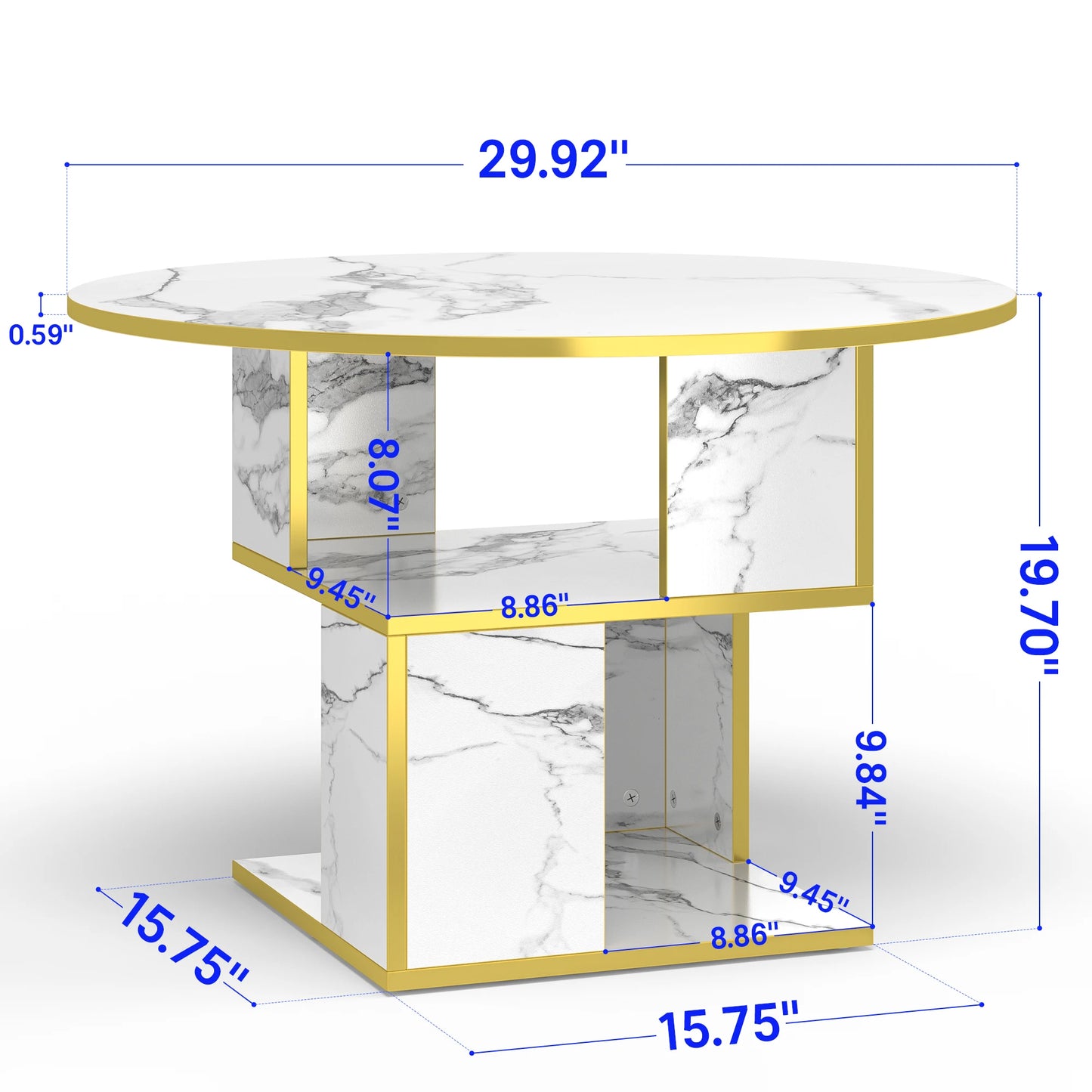 Merronix 3 Tier Round Coffee Table With Storage Modern