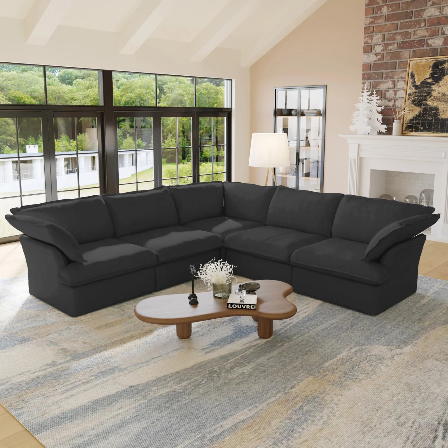 SdorensCN L Shaped Corner Sectional Sofa With Down Fill