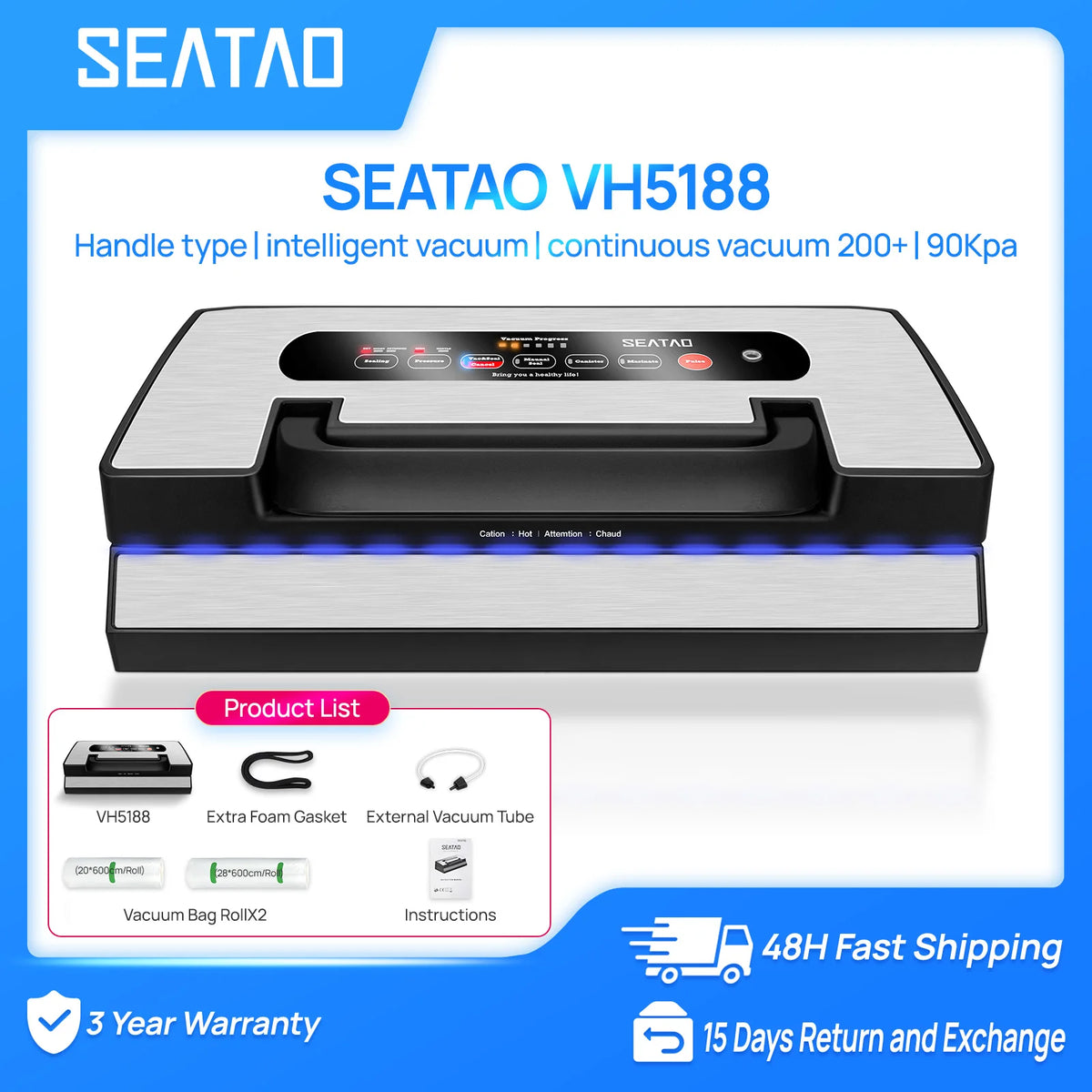 SEATAO VH5188 Automatic Vacuum Sealer With Built In Cutter