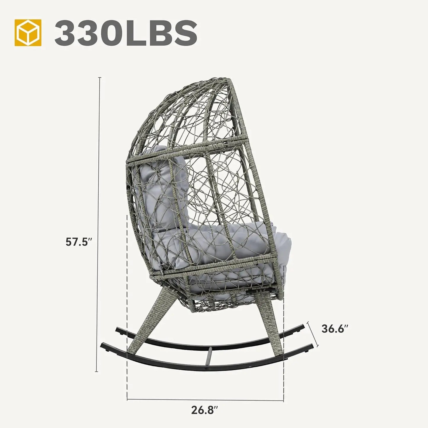 Wicker Rocking Egg Chair Indoor Outdoor Lounger for Patio