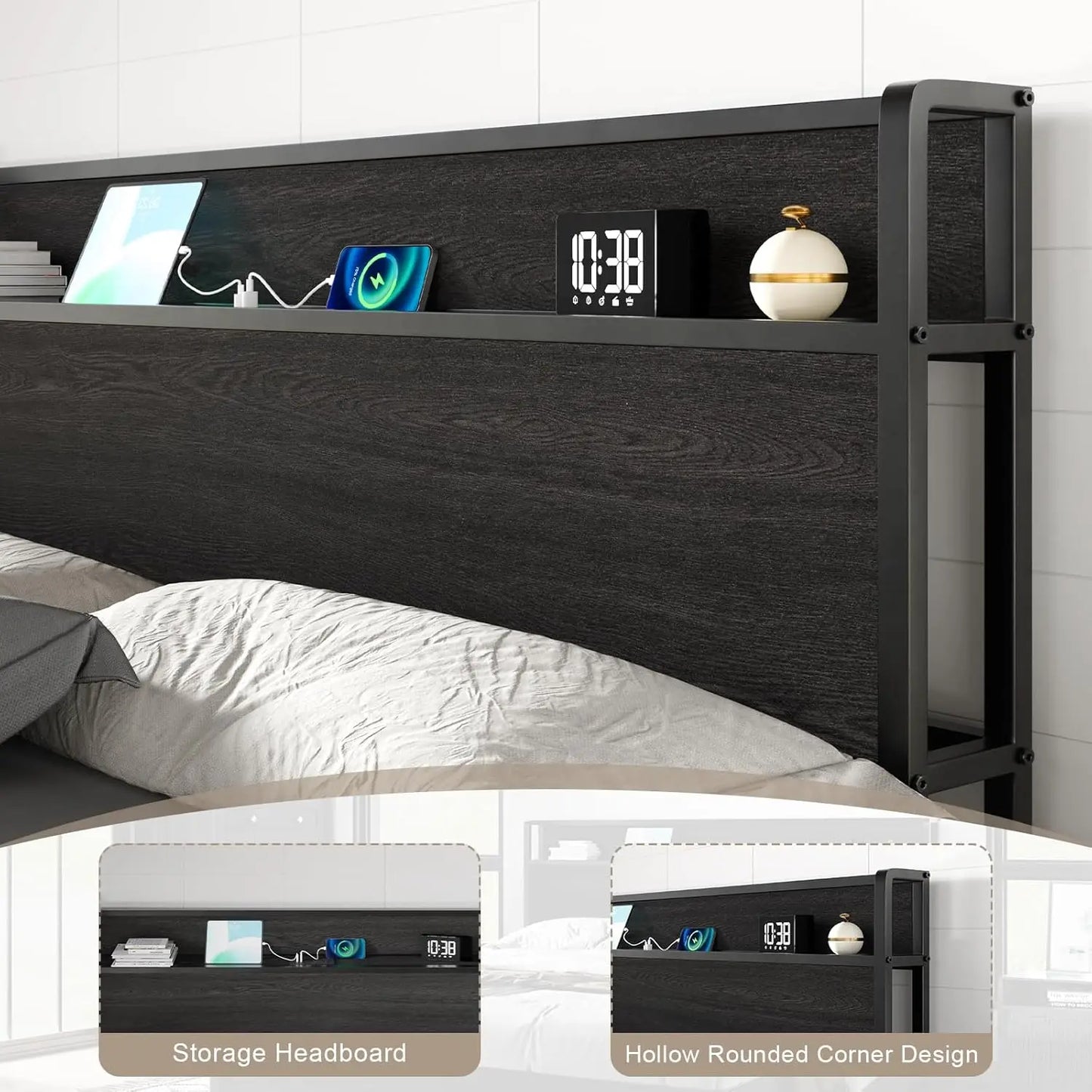 XIAOLANG Lift Up Storage Bed Frame With Charging Station