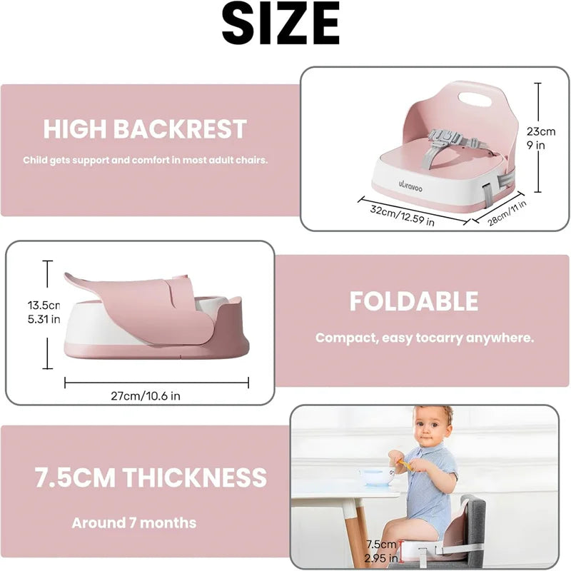 Ubravoo Portable Booster Seat For Dining 3 Point Harness