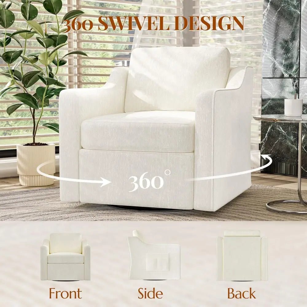 360 Degree Swivel Upholstered Accent Chair Set for Reading Furniture