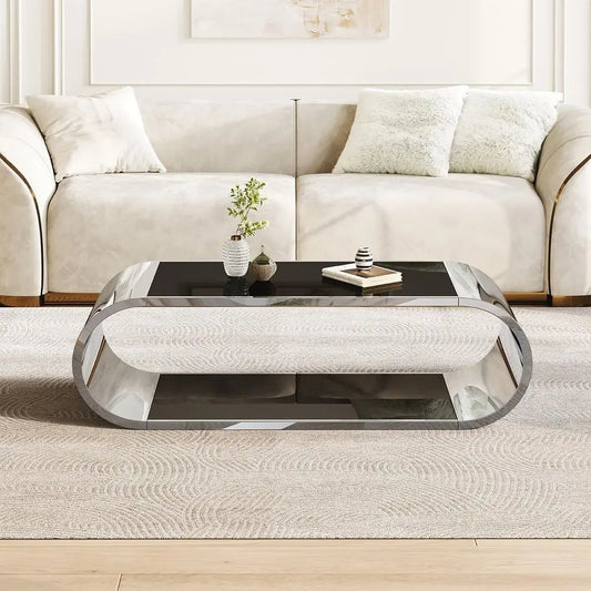 Glass Coffee Table With Stainless Steel Chrome Base