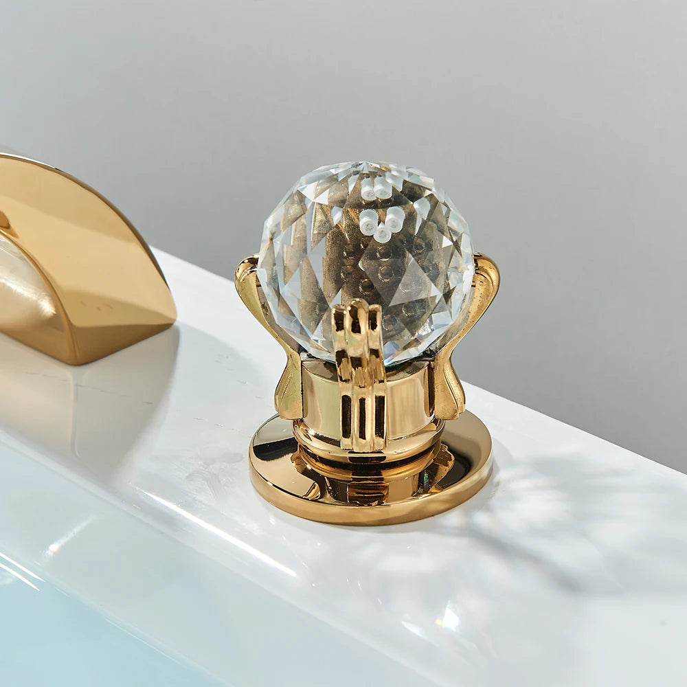 Quyanre LED Widespread Bathroom Faucet Waterfall