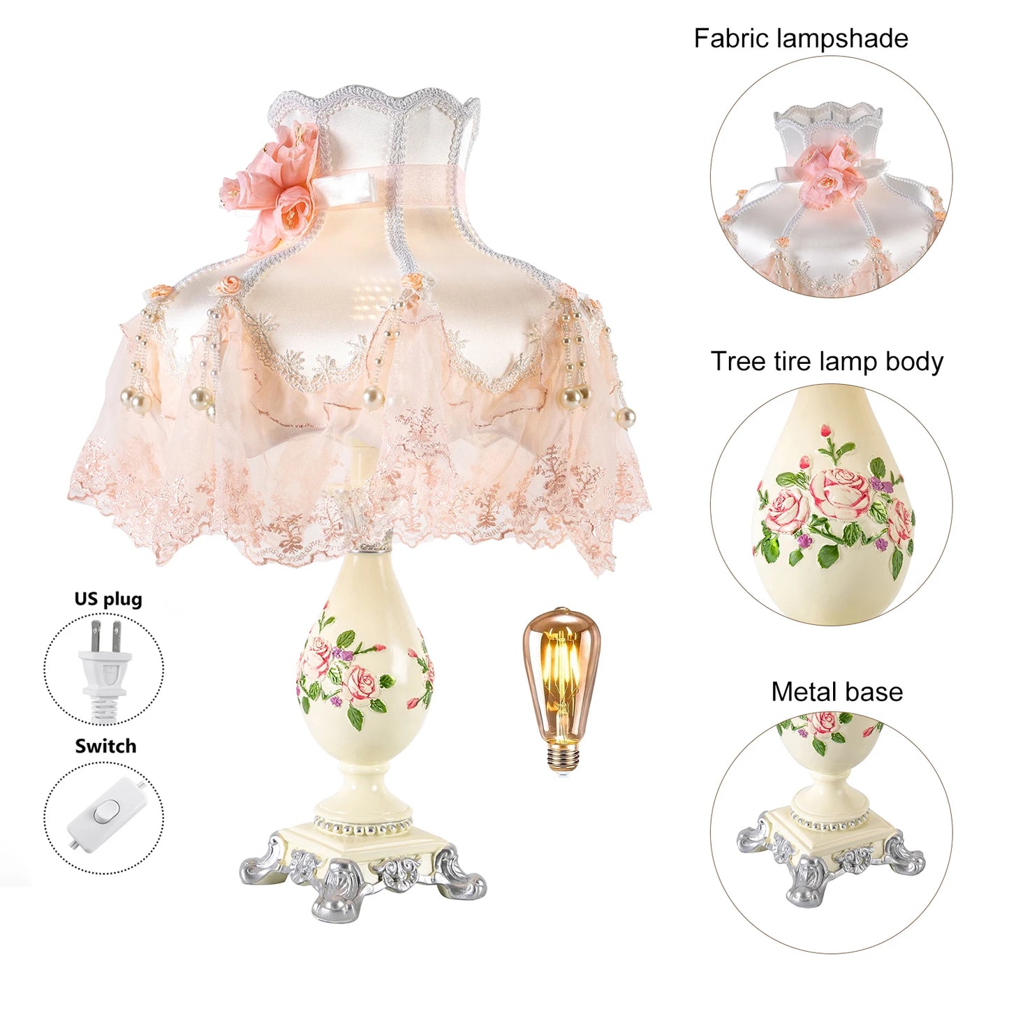 Princess Style LED Table Lamp Bedroom Romantic Home Decor