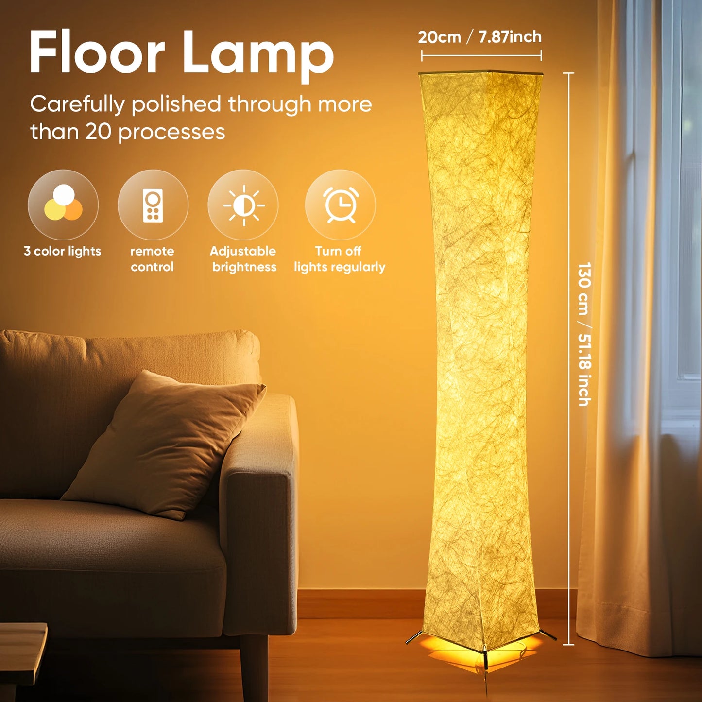 Soft Light LED Floor Lamp With Tyvek Shade