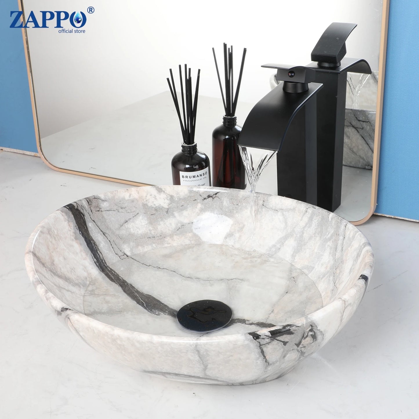 Torayvino Vessel Sink With Faucet Drain Ceramic Oval Bathroom Sink