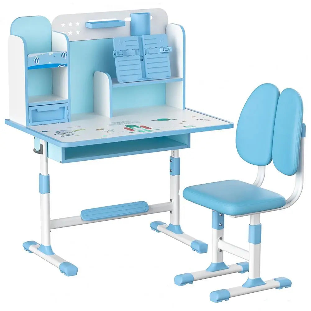 Height Adjustable Kids Study Desk Chair Set Ergonomic