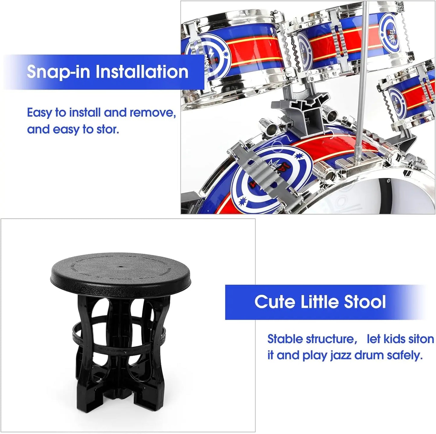 SANMERSEN Mini Jazz Drum Set for Beginners with LED