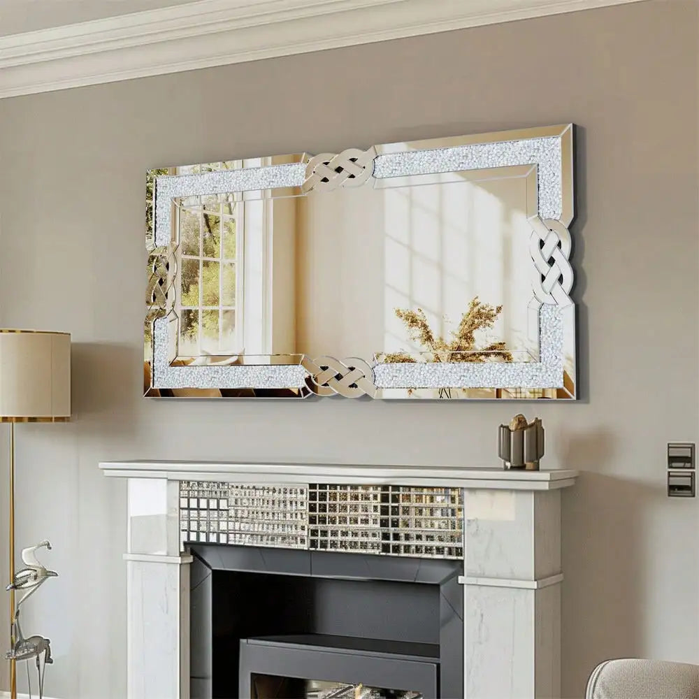 Sparkling Crystal Diamond Accent Wall Mirror for Decorative Decor