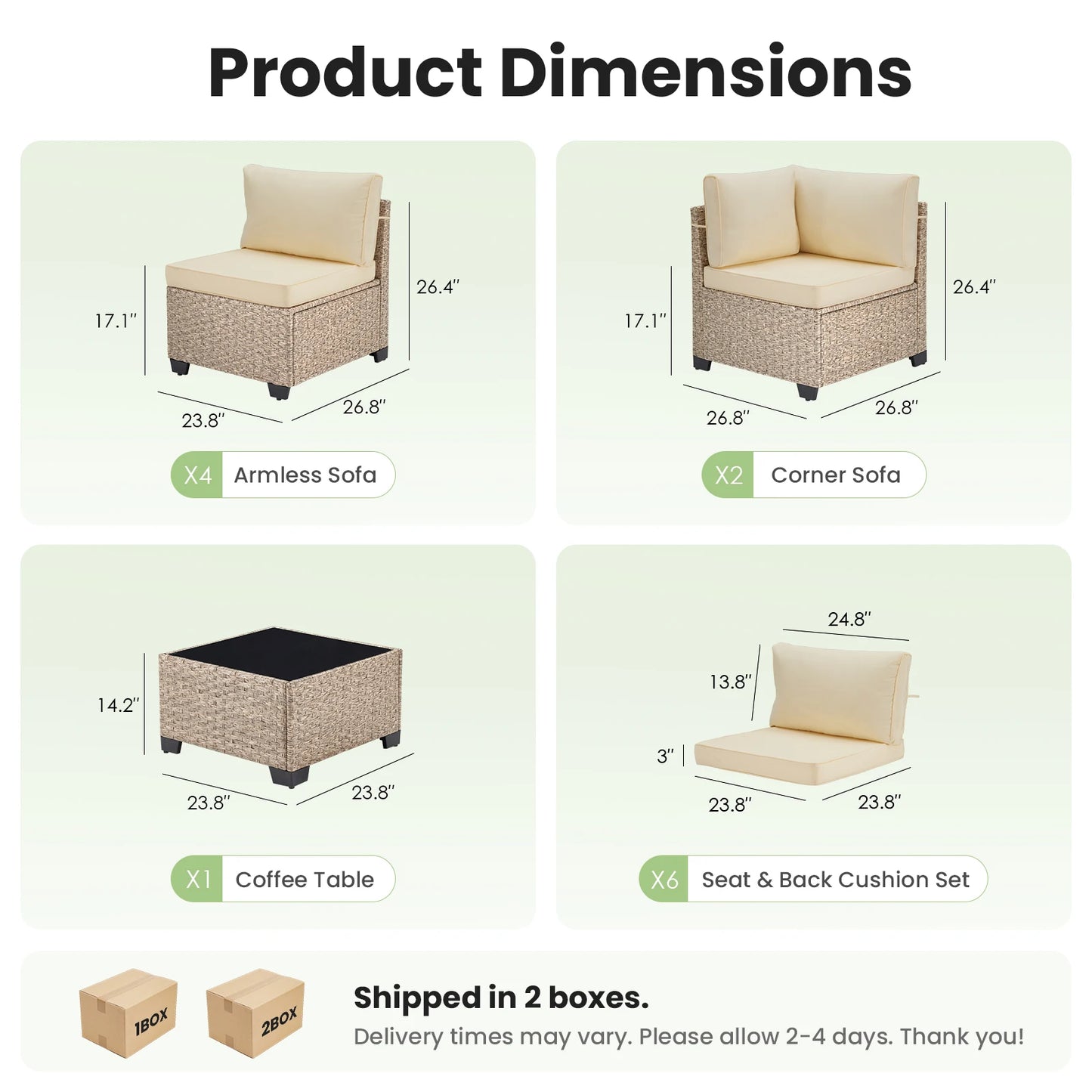 Outdoor Rattan Patio Furniture Set With Tempered Glass Table All Weather