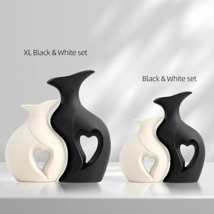 Heart Shaped Ceramic Vase Set for Modern Home Decor
