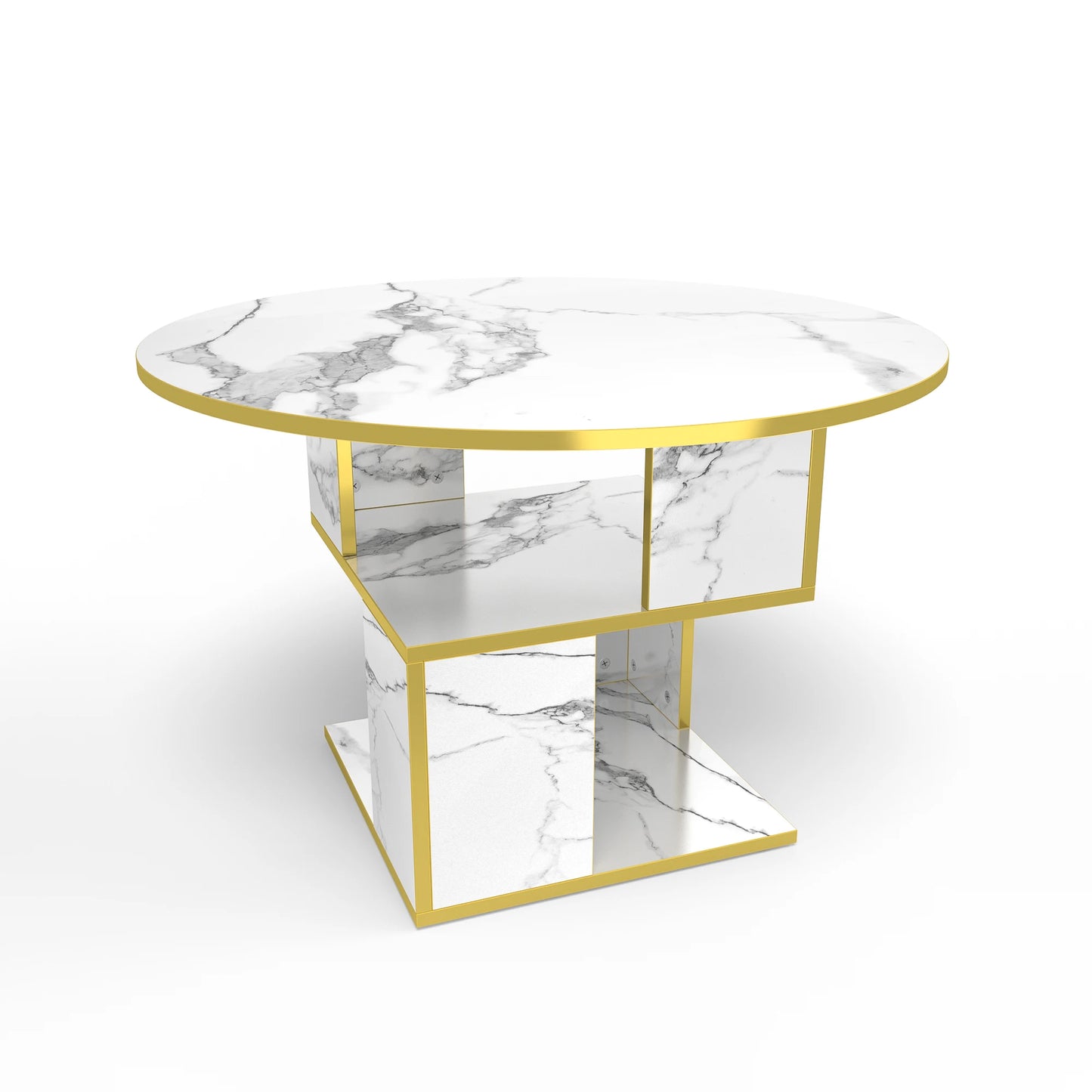 Merronix 3 Tier Round Coffee Table With Storage Modern