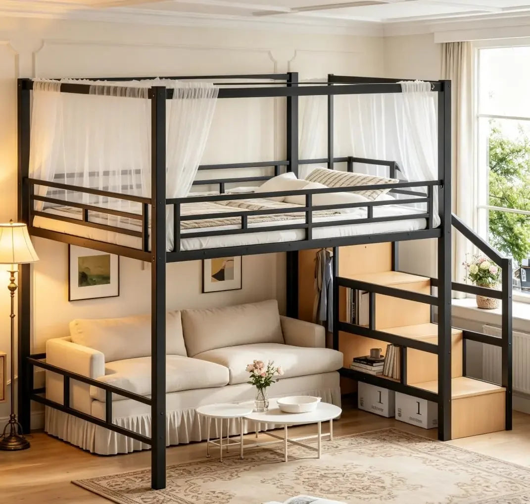 Queen Loft Bed With Storage Stairs And Wardrobe System