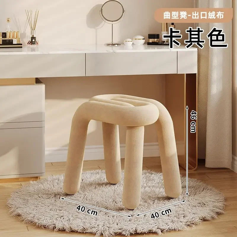 Plush Irregular Velvet Makeup Chair For Girls Bedroom