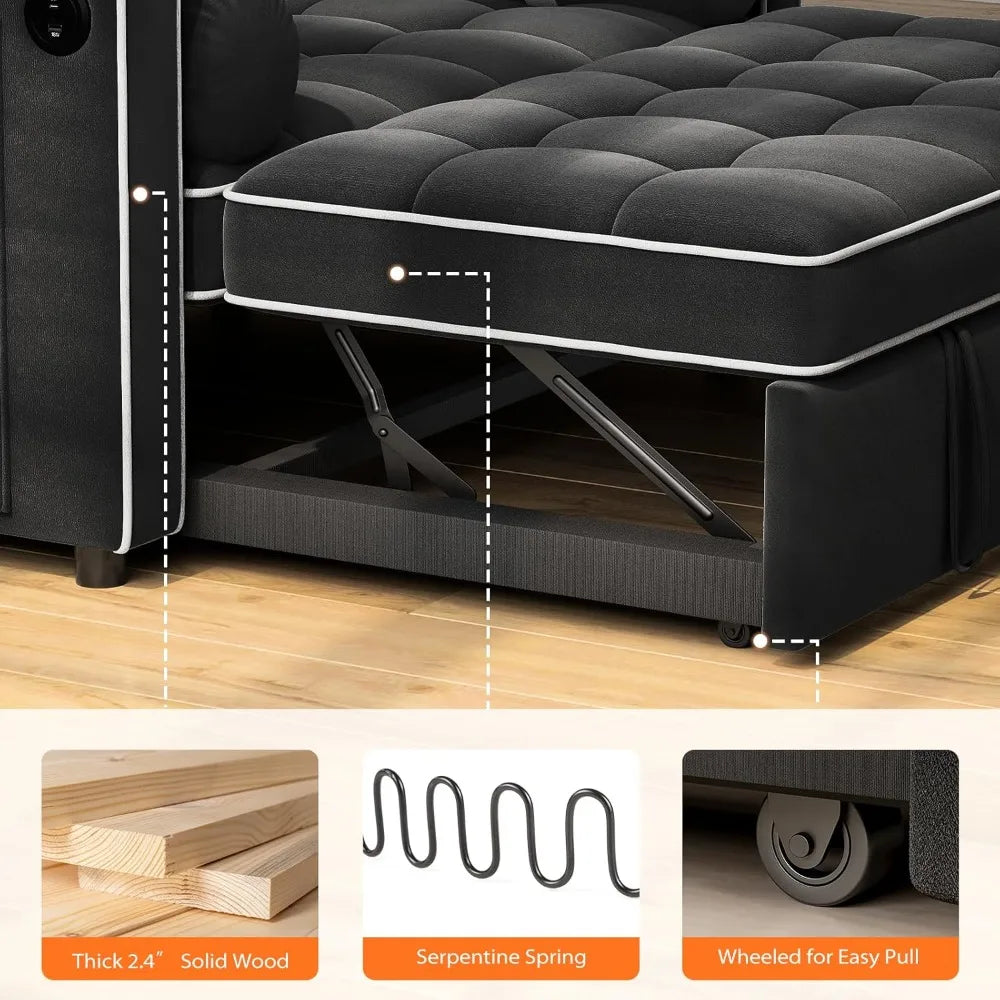 DAFIFY 3 In 1 Convertible Sleeper Sofa Bed With USB Ports