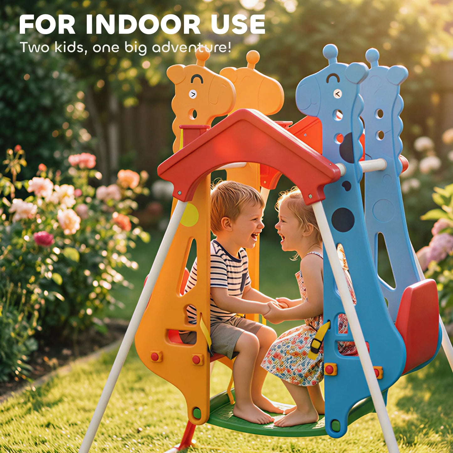 Kids AFrame Swing Dual Seat Indoor Outdoor Safe Durable