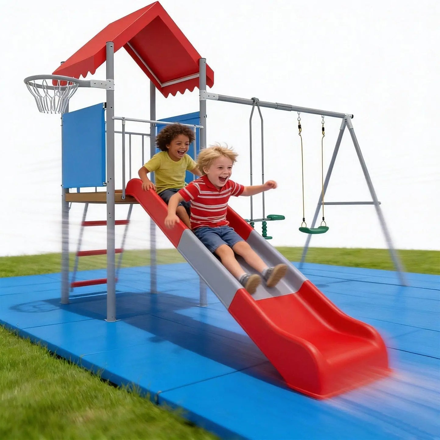 HiMISS Metal Outdoor Playground Set With Swing And Slide