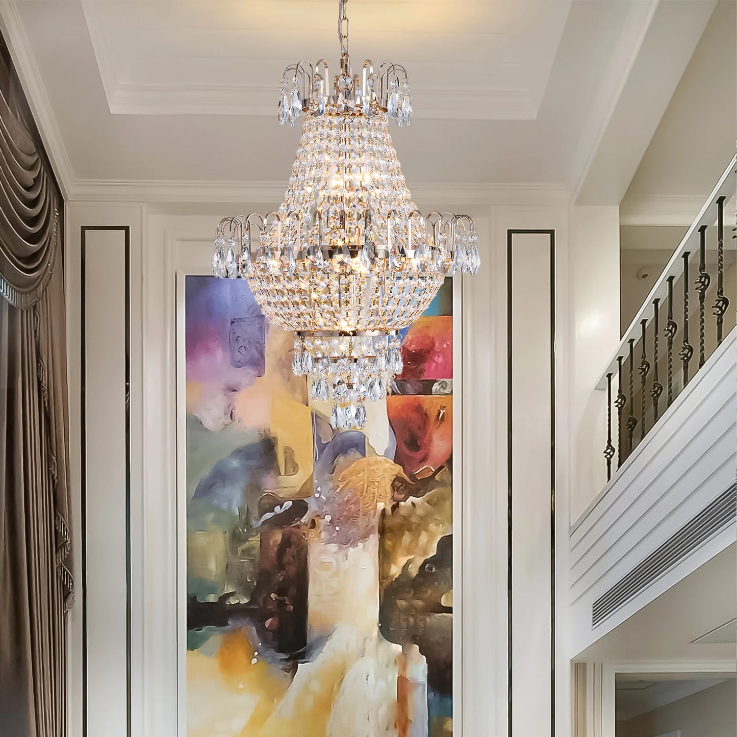 ARLGSITE Luxury Crystal Chandelier Ceiling Light For Living Room