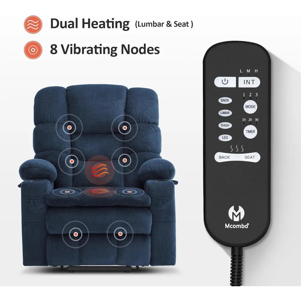 Triple Motor Power Lift Recliner Chair with Massage Heat for Petite Elderly