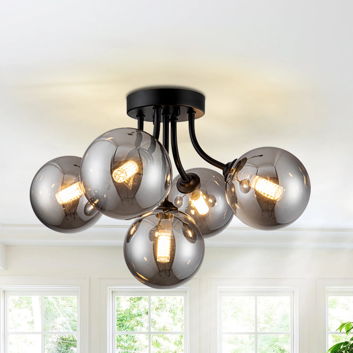 5-Light Ceiling Light Semi Flush Mount Fixture For Kitchen