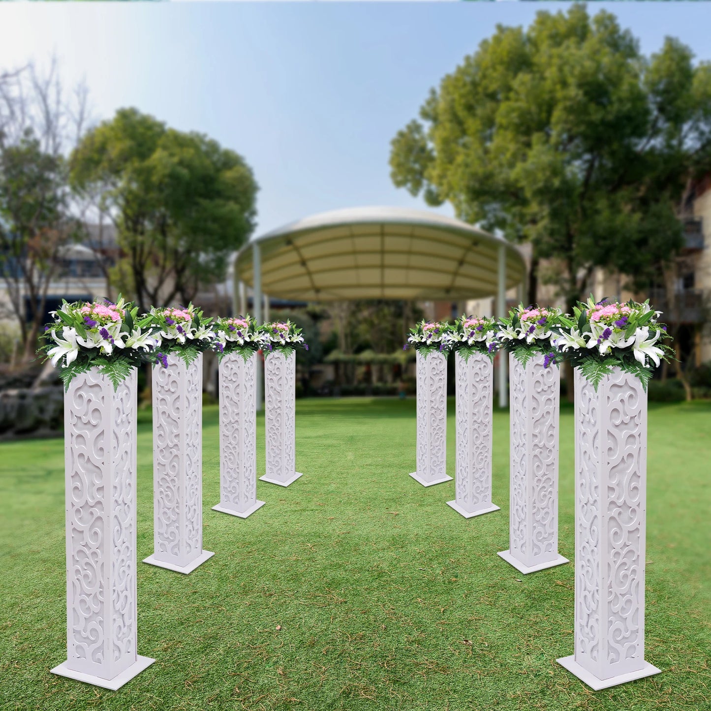 NONECN Wedding Flower Columns LED Cloud Stand Outdoor Decor