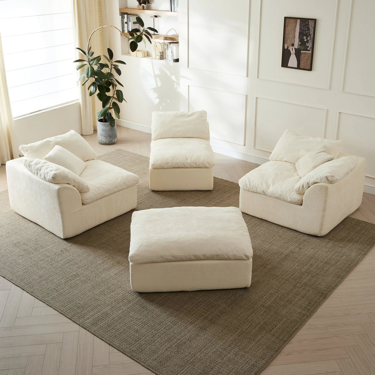 Yeflixvrau Modern L Shaped Modular Sectional Sofa With Ottoman