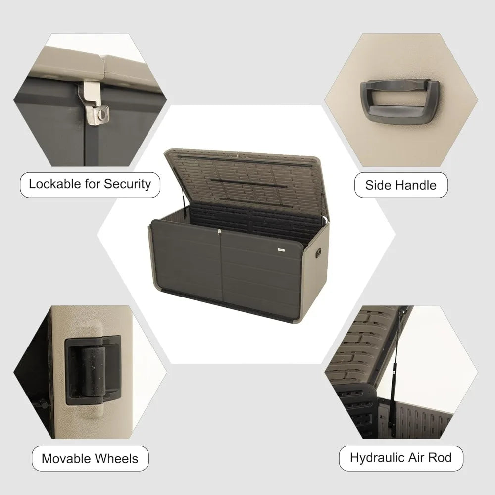 Outdoor Storage Box Lockable Waterproof UV Resistant Deck Box