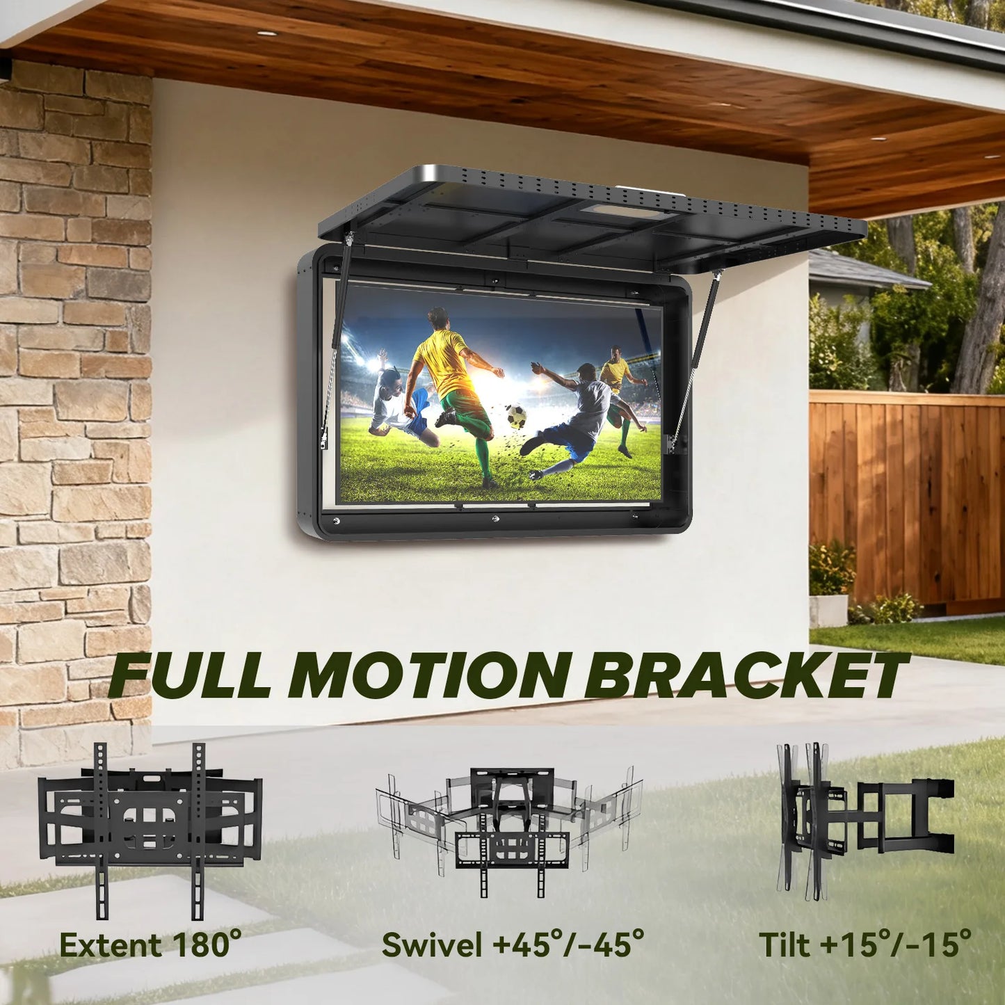 Outdoor TV Enclosure Waterproof Weatherproof Metal Cabinet Gas Struts