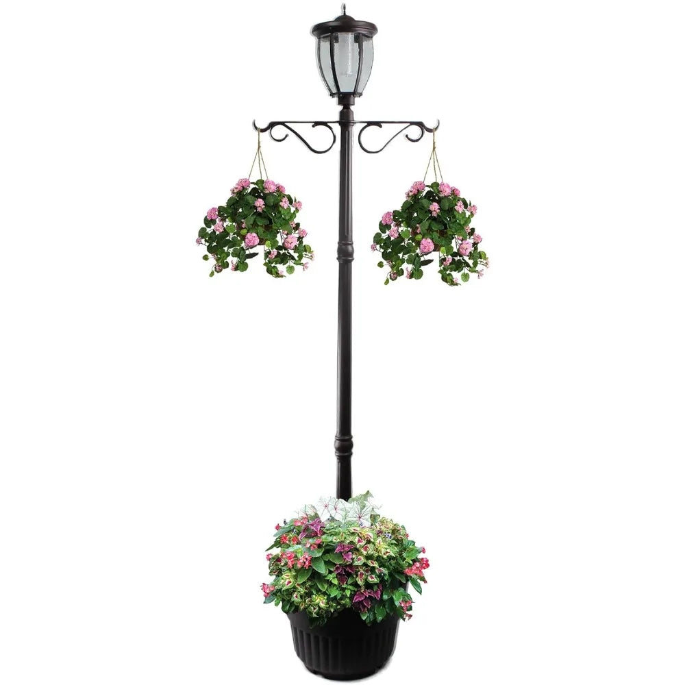 Sun Ray Kenwick 7 Ft Single Head Solar Lamp Post and Planter in Bronze