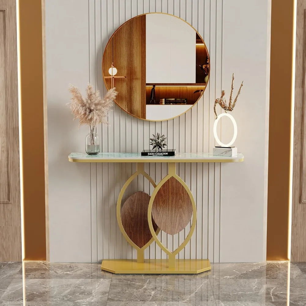 Sintered Stone Console Table With Metal Frame For Entryway