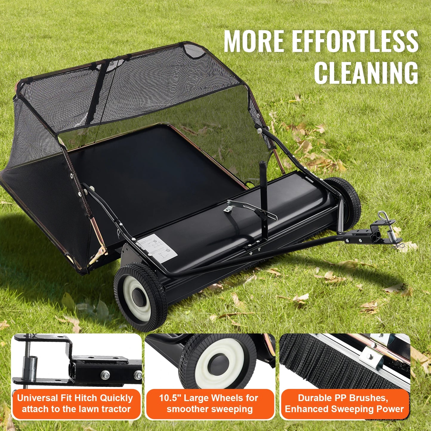 SucceBuy Lawn Sweeper Tow Behind Debris Collector Heavy