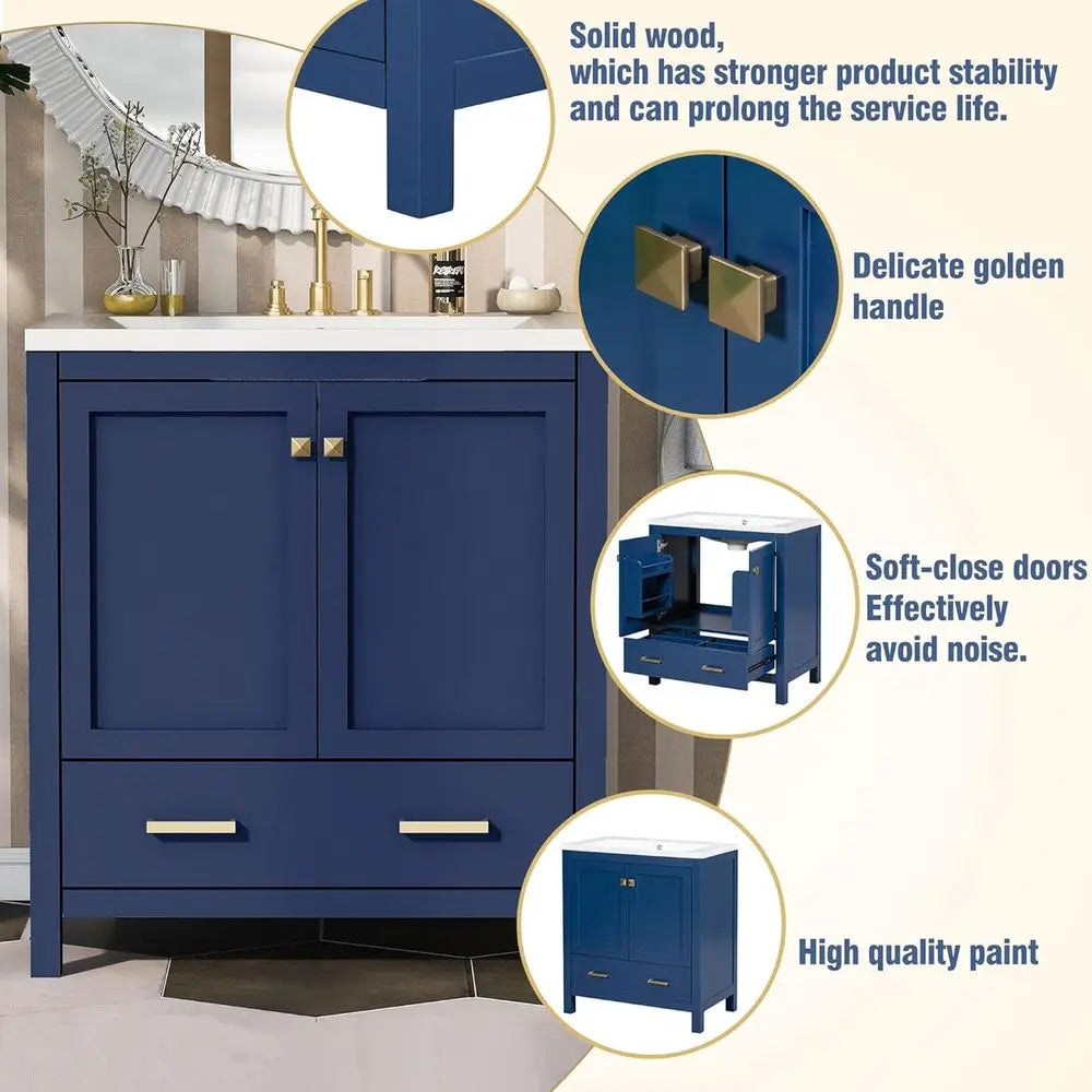 Solid Wood Bathroom Vanity With Undermount Sink Soft Close