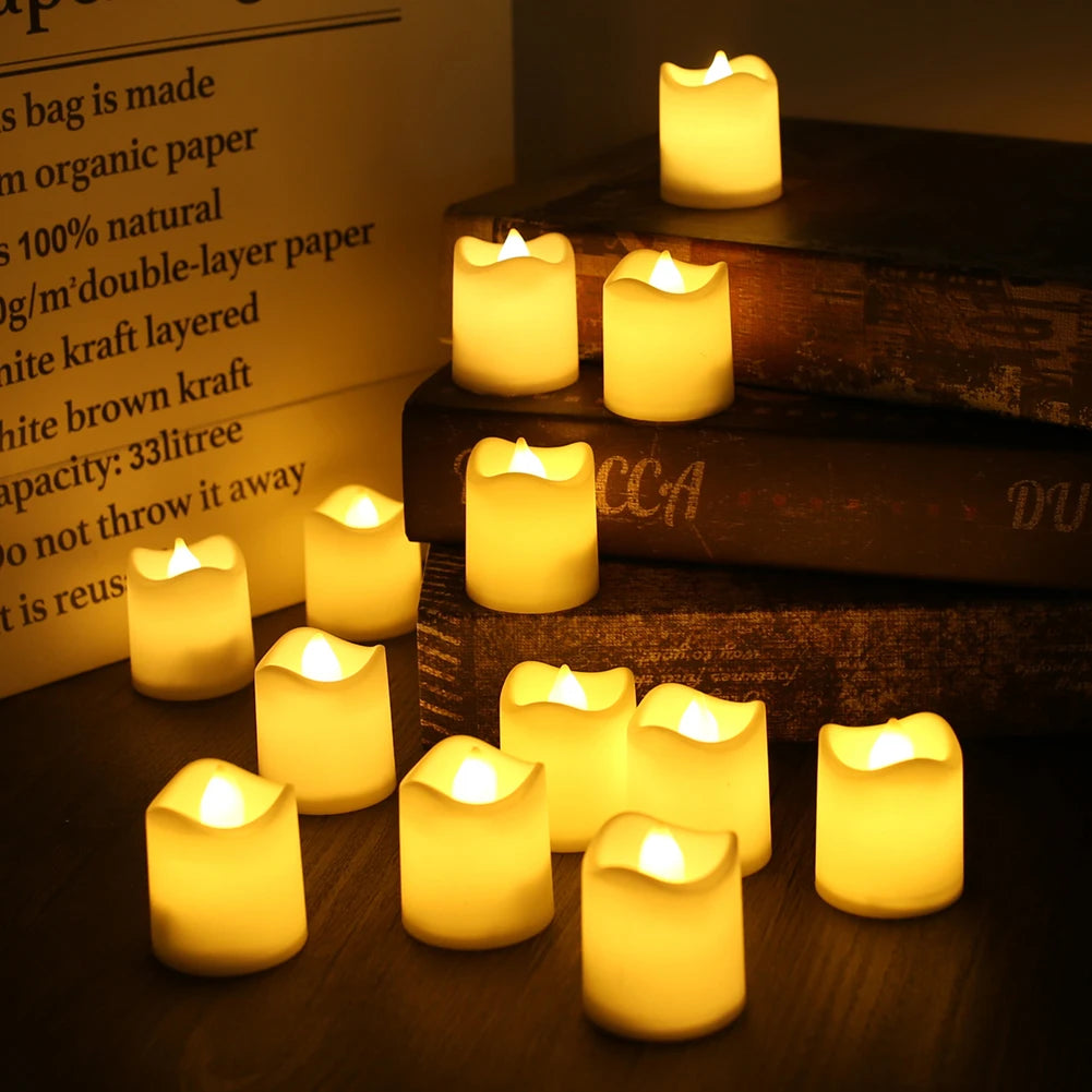 Feature Flameless LED Tealight Candles 12 Or 24 Pack