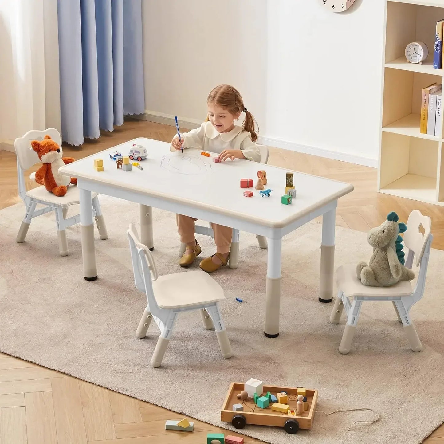 ANGDUO Durable Toddler Table And Chair Set Graffiti Desktop
